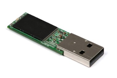 Disassembled flash drive on a white background. High resolution photo. Full depth of field.