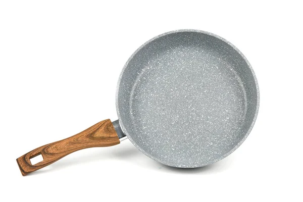 Modern Stekpanna Med Non Stick Granit Beläggning Med Trähandtag Isolerad — Stockfoto