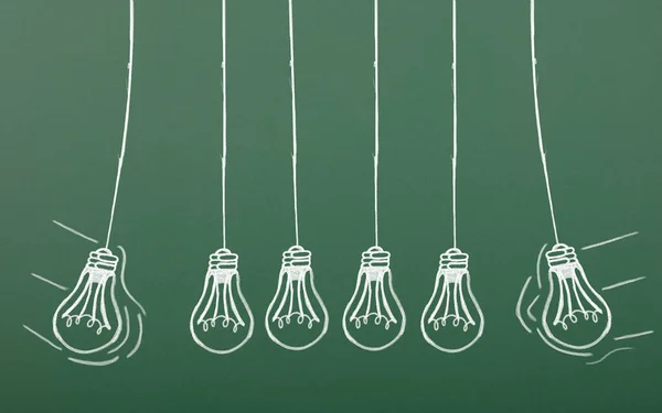 Blackboard Drawn Incandescent Lamps — Stock Photo, Image