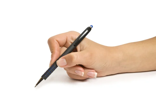 Pen in de hand — Stockfoto