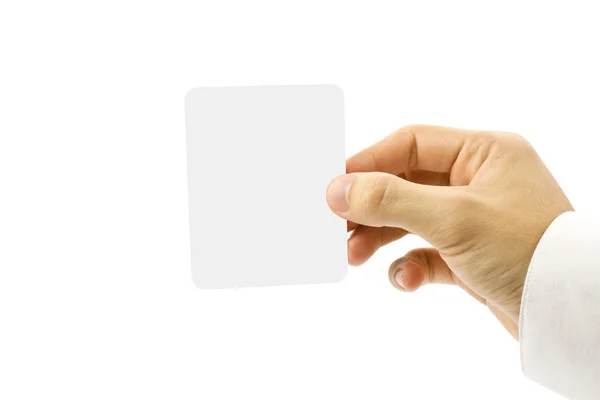 Hand holding blank card — Stock Photo, Image