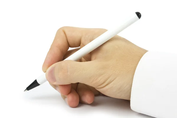 Pen in de hand — Stockfoto