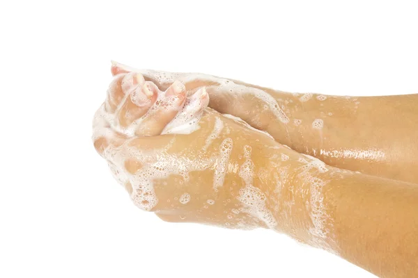 Jabón manos femeninas —  Fotos de Stock