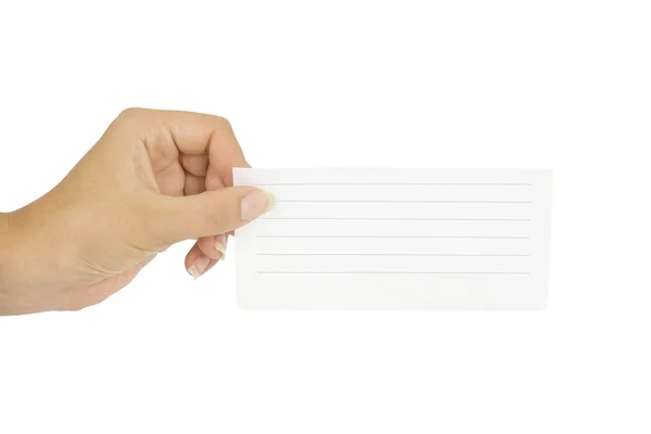 Mão segurando cartão em branco — Fotografia de Stock