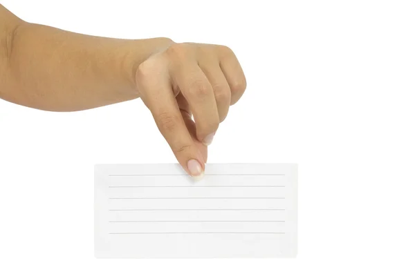 Hand holding blank card — Stock Photo, Image