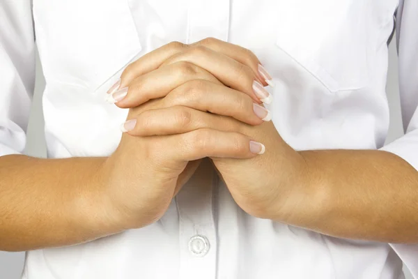 Hände wie im Gebet positioniert — Stockfoto