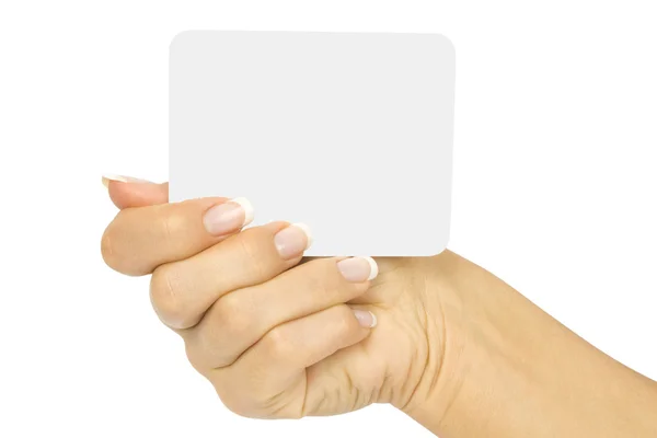 Hand holding blank card — Stock Photo, Image