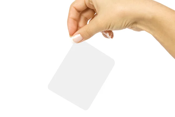 Mano sosteniendo tarjeta en blanco —  Fotos de Stock