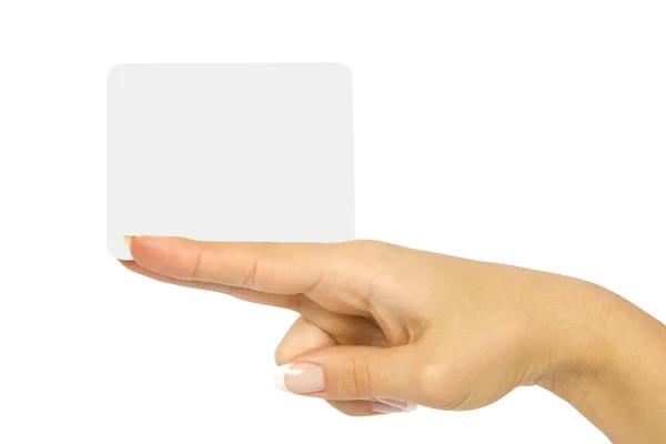 Hand som håller tomt kort — Stockfoto