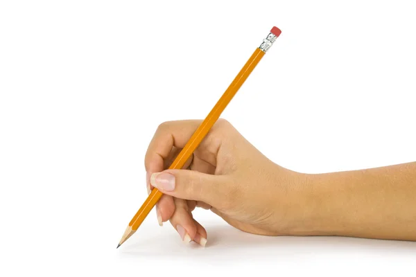 Bleistift in der Hand lizenzfreie Stockfotos