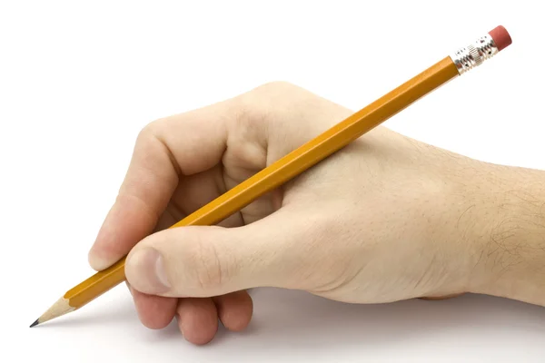 Bleistift in der Hand Stockbild