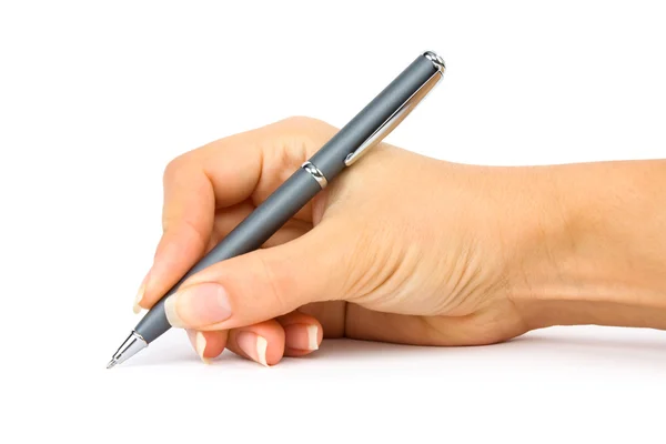 Pen in de hand — Stockfoto