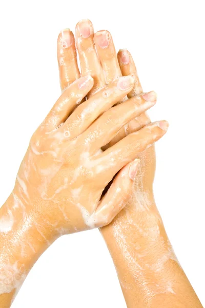 Seife weibliche Hände — Stockfoto