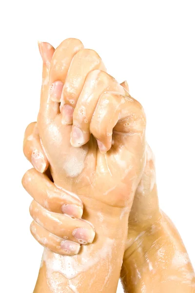 Seife weibliche Hände — Stockfoto