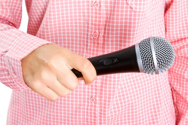 Hand with a microphone — Stock Photo, Image