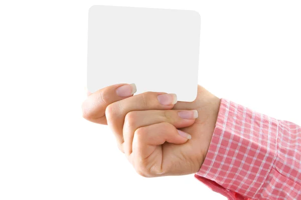 Hand holding blank card — Stock Photo, Image