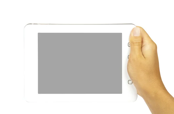 Белый планшет в руках — стоковое фото
