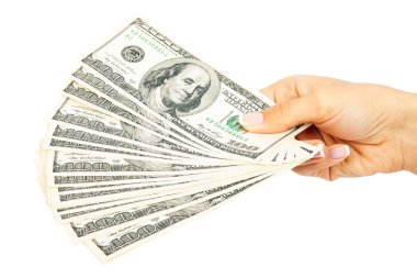 Birçok dolar kadın eli para ile düşüyor