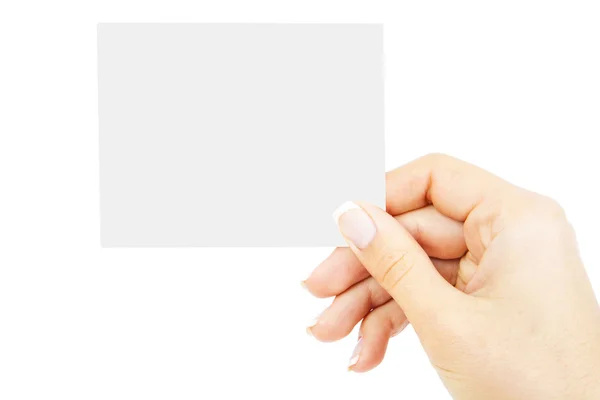 Mão segurando cartão em branco — Fotografia de Stock