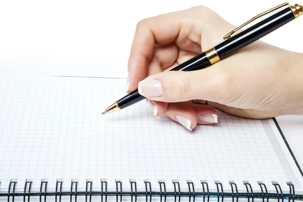 Ручка в руке изолированы на белом фоне — стоковое фото