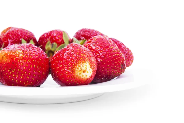 Fresh strawberry in the white bowl — Stock Photo, Image