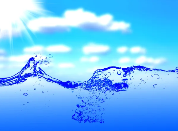 Woda i powietrze pęcherzyki na tle nieba — Zdjęcie stockowe