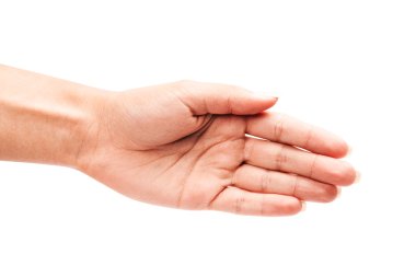 Beyaz bir arka plan üzerinde izole el tebrik