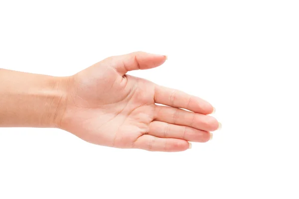 Mão saudação isolado em um fundo branco — Fotografia de Stock