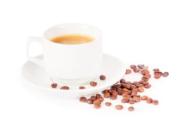 Xícara de café e feijão — Fotografia de Stock