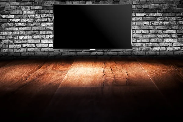 Czarny ekran tv — Zdjęcie stockowe