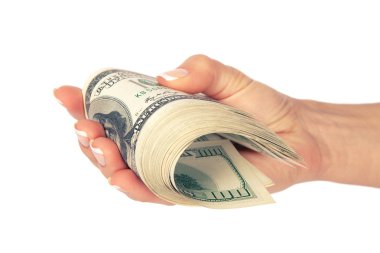 Kadının elinde birçok dolar