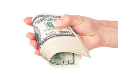 Kadının elinde birçok dolar