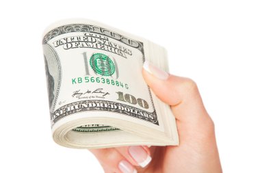 Kadının elinde birçok dolar