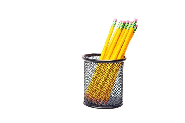 Crayons de plomb dans un pot en métal — Photo