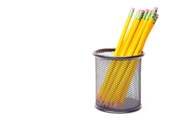 Crayons de plomb dans un pot en métal — Photo