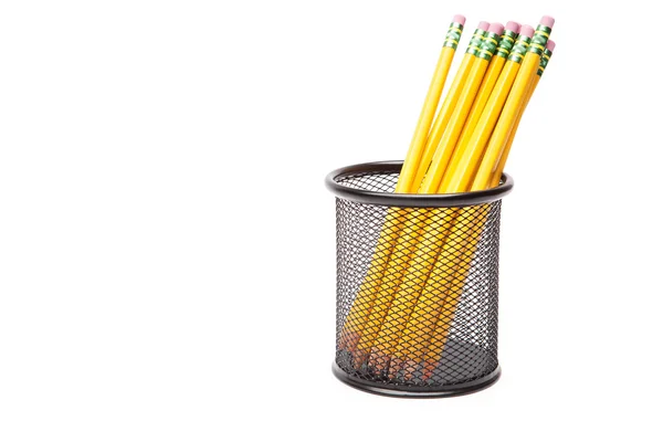 Crayons de plomb dans un pot en métal — Photo