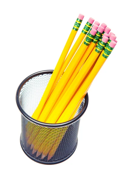 Crayons de plomb dans un pot en métal — Photo
