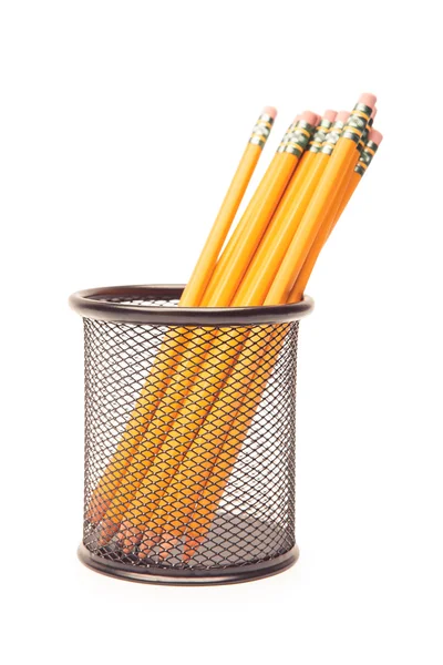 Crayons de plomb dans un pot en métal — Photo