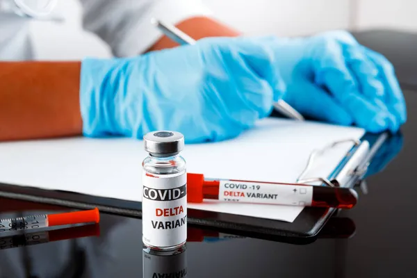 Covid Delta Variant Vaccin Handen Vaccination Mot Coronavirus — Stockfoto