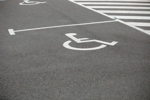 disabled parking space. View of Accessible or Handicapped Parking.