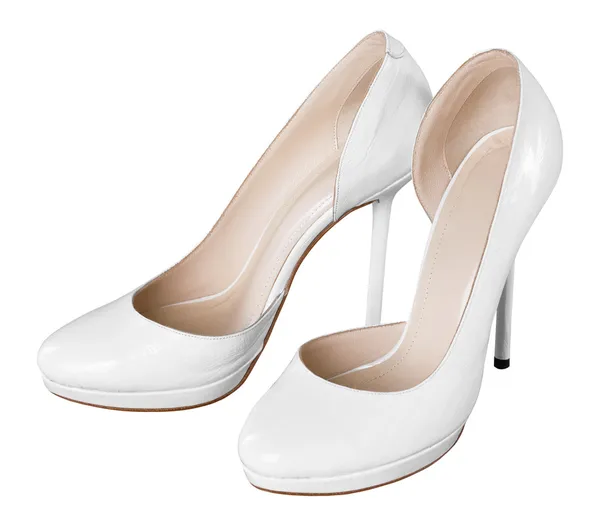 Witte vrouwen schoenen — Stockfoto