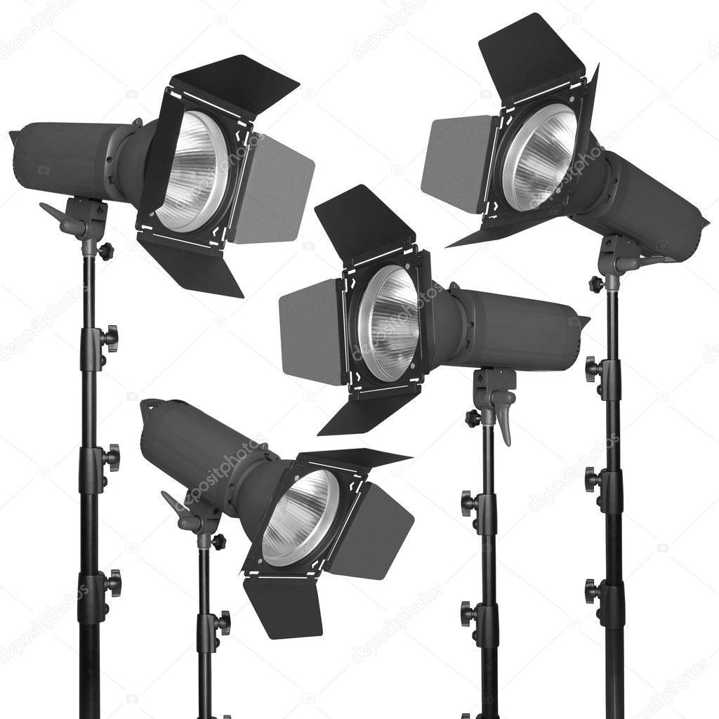 Set of photographic flash or spotlight