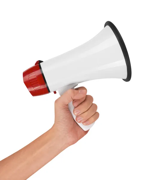 Megaphone in hand — Stock Photo, Image