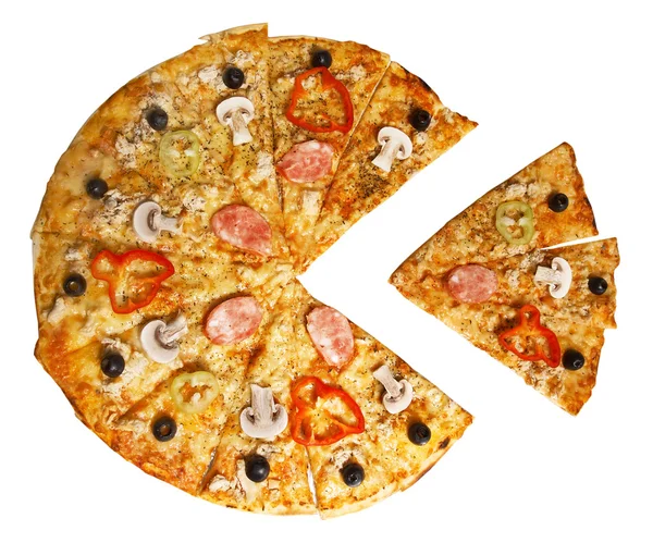 Пицца на белом фоне — стоковое фото