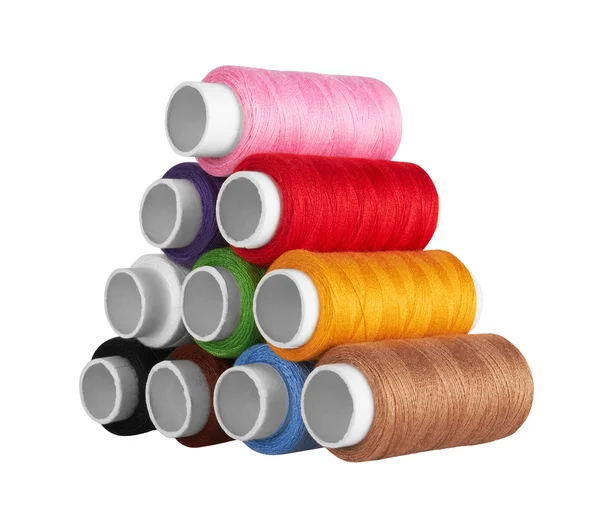 Many-coloured bobbins of thread — Stock Photo, Image