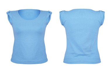 Front and back blue t-shirt on white clipart