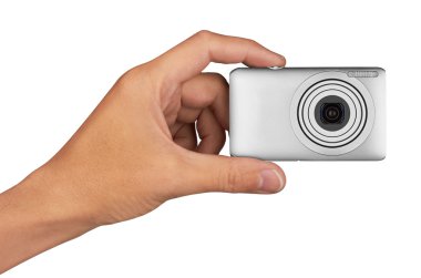 Elindeki dijital fotoğraf makinesi