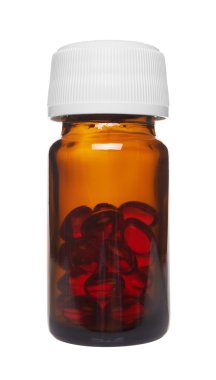 kırmızı hapı şişesiyle