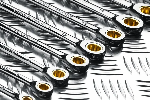 Set of wrenches on metal — Stock Photo, Image