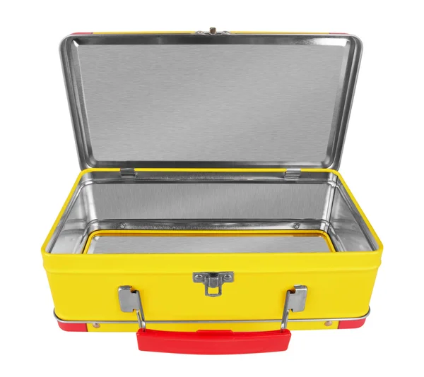 Opened Yellow metal suitcase — Stock Photo, Image